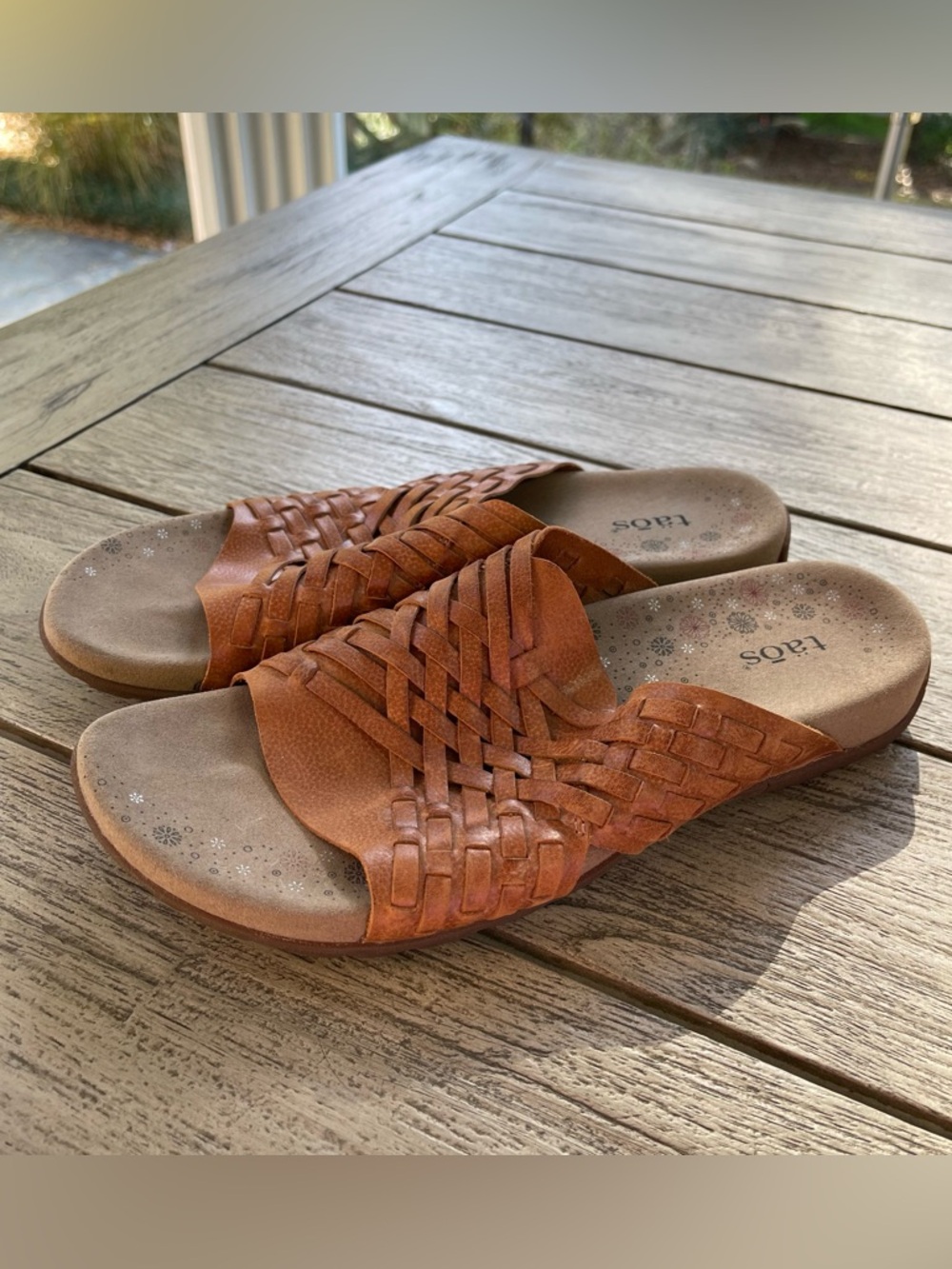 Taos Footwear Women's Guru Woven Honey Leather Slide Sandals Size 9 - Picture 2 of 8
